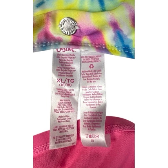 Justice Tween Girls Swimsuits Lot 2 Tankini & 1-Pc Size XL 16/18 NWT UPF 50+ - Picture 9 of 10